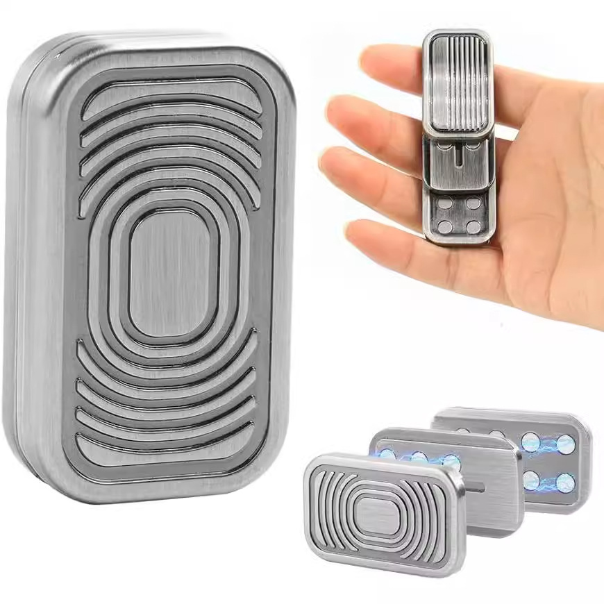 Unzip metal fingertip toy EDC push card three-layer sound wave magnetic pop coin