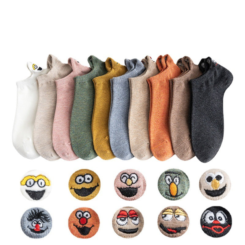 Funny Emoji Pack Sesame Street Embroidered Socks