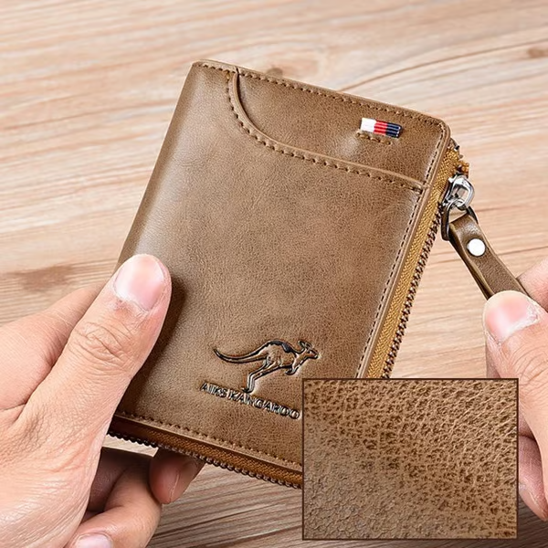 🔥 BIG SALE🔥🔥Men Wallet Zipper Genuine Leather Purse ( RFID PROTECTED )