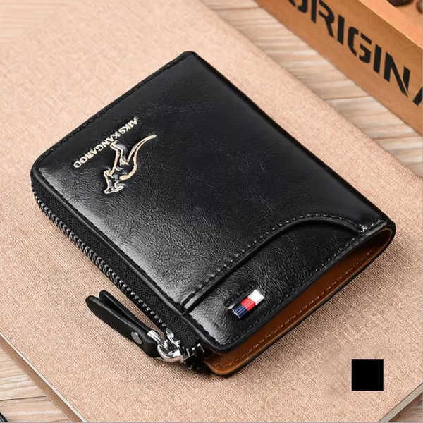 🔥 BIG SALE🔥🔥Men Wallet Zipper Genuine Leather Purse ( RFID PROTECTED )