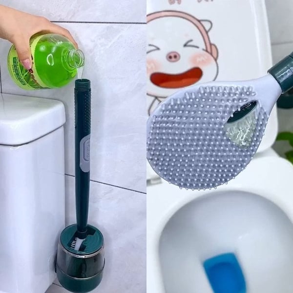 🔥Household punch-free wall hanging long handle silicone toilet brush（🔥BUY 2 FREE SHIPPING）