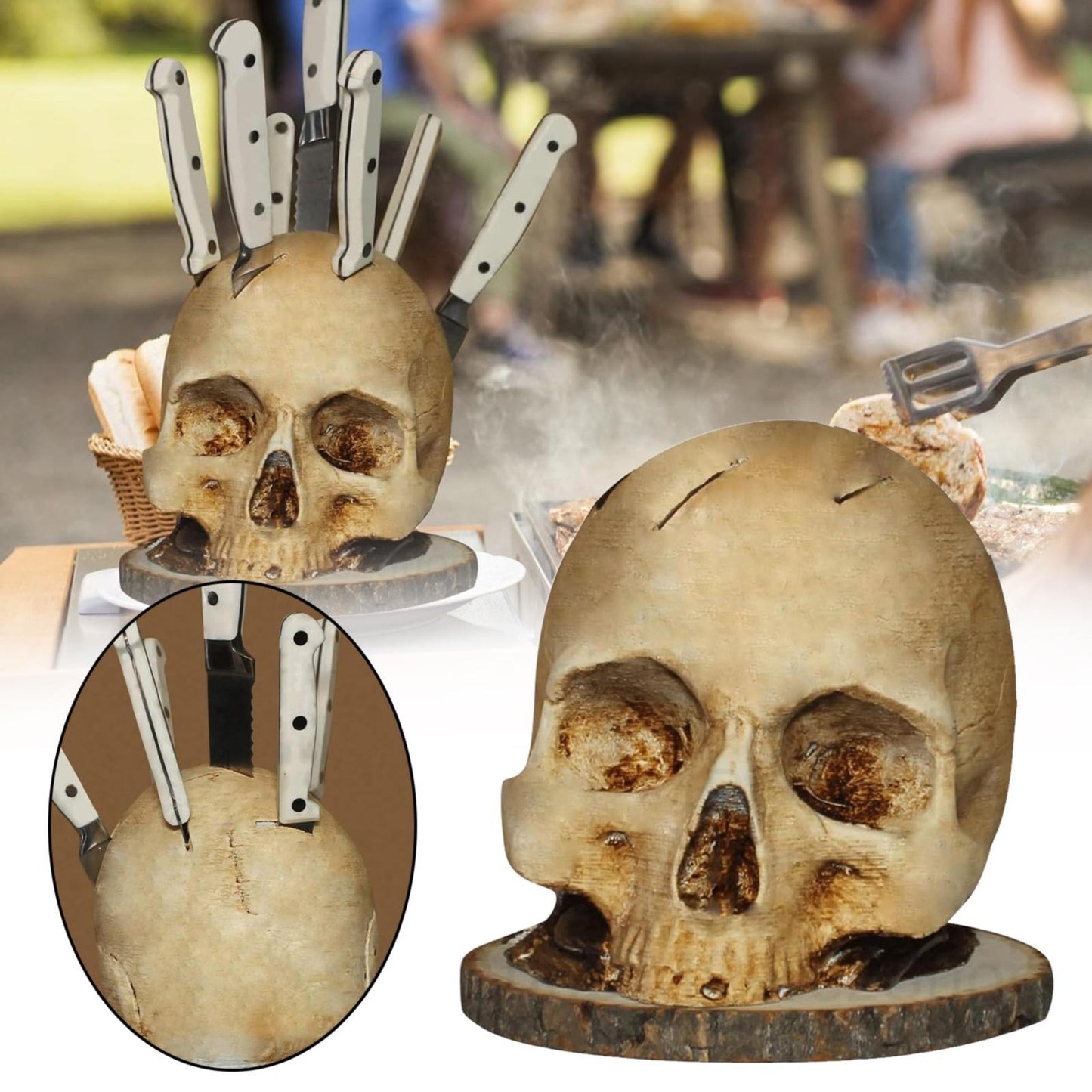 💀💀💀Halloween knife and fork head resin crafts, home holiday party decoration supplies