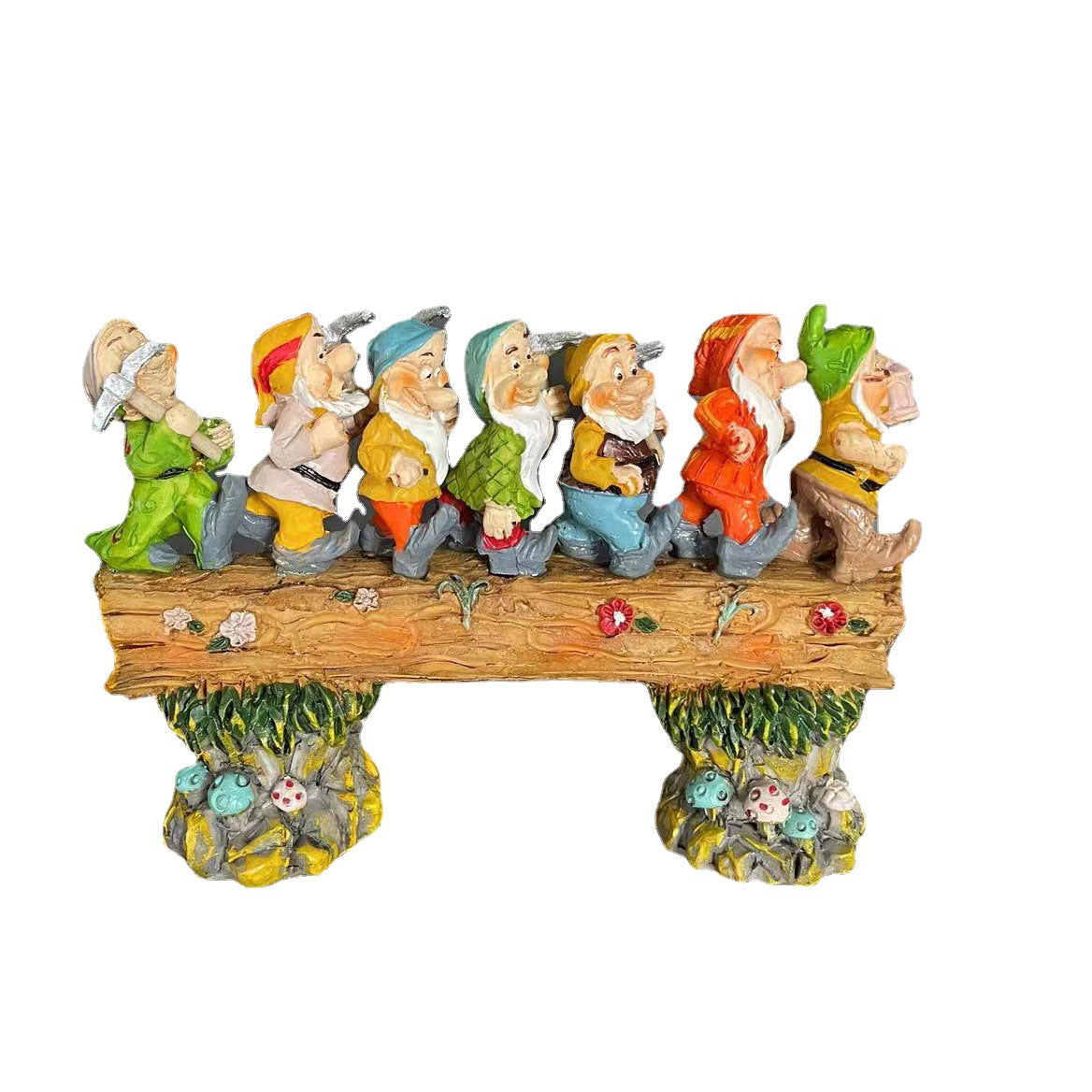 Seven Dwarfs Stump Gnome Garden Resin Ornament