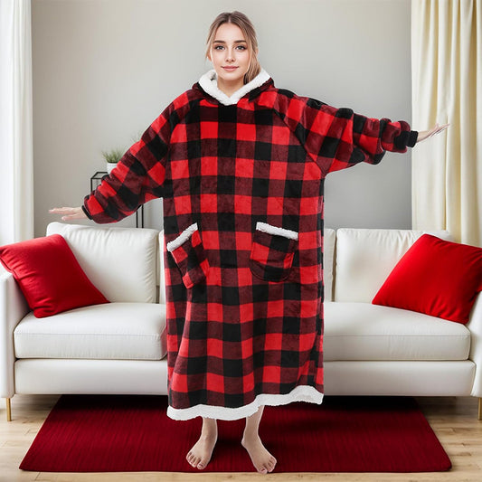 🎅Christmas Style slouchy blanket hooded jacket flannel tv blanket  Slacker Pajamas