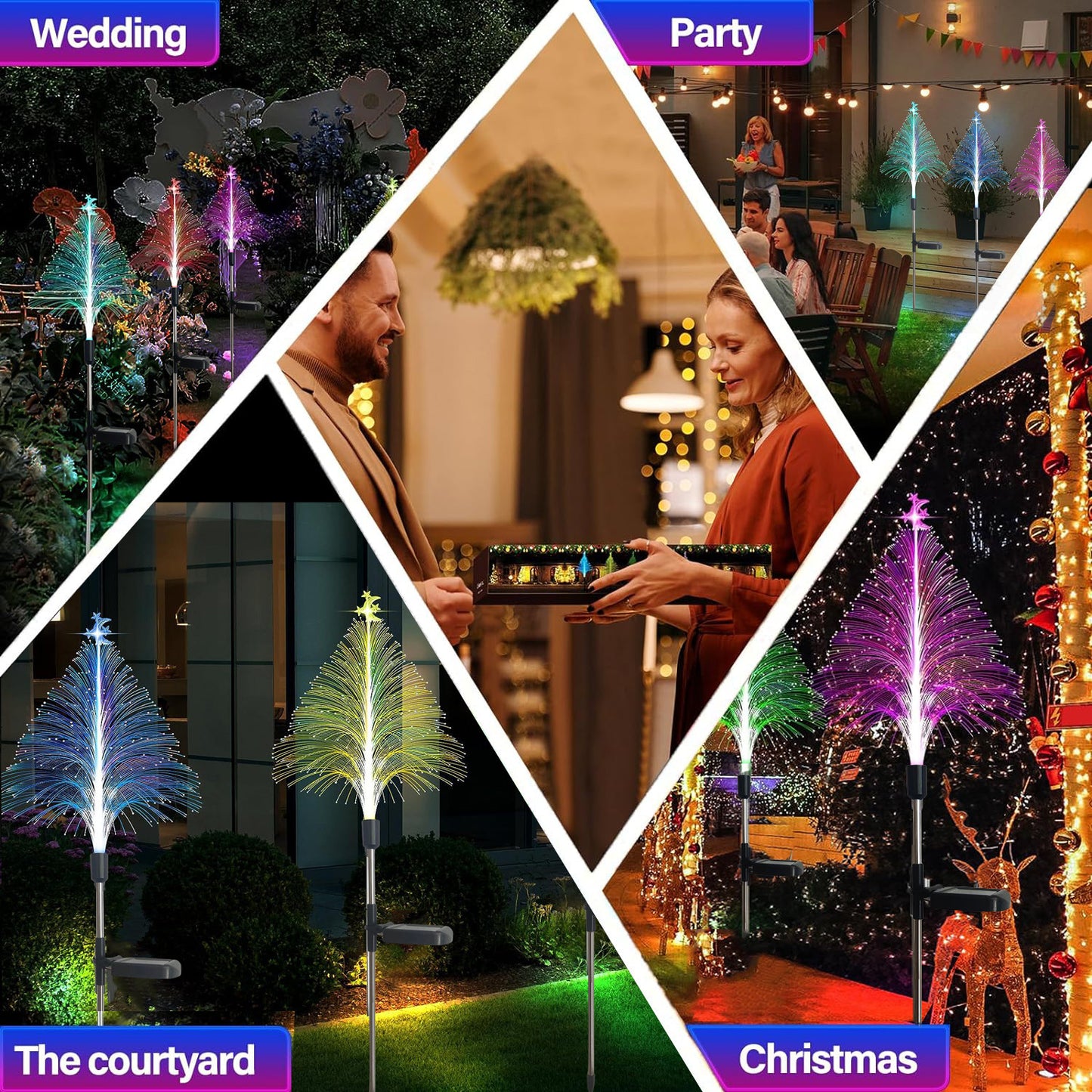 🎄7 Color Changing Solar Christmas Trees Lights🎄