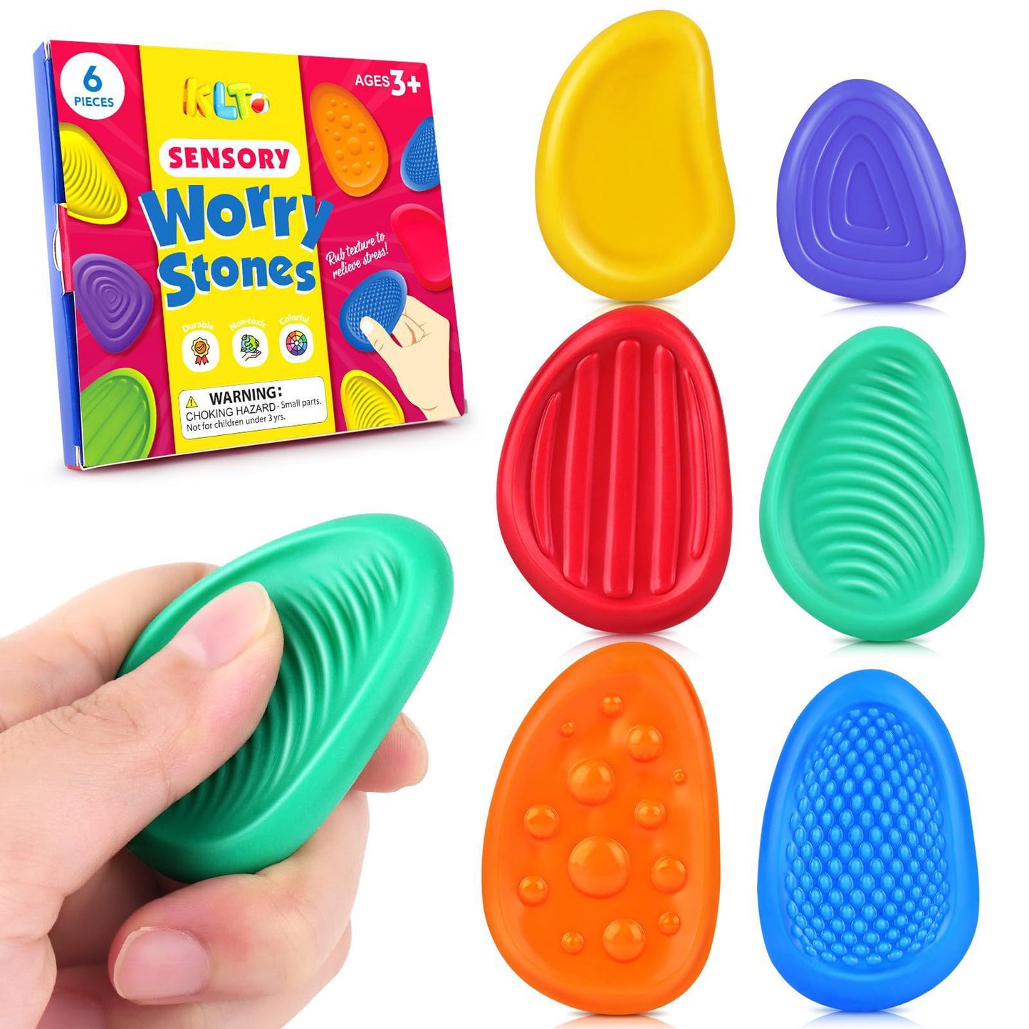 Children's Stress Relief Toys Soft Silicone Textured Sensory Stones