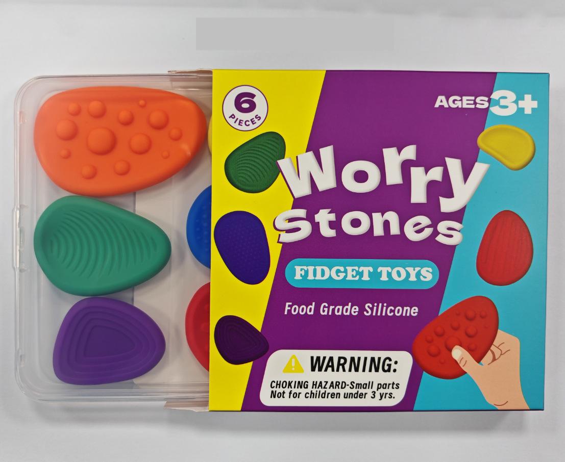 Children's Stress Relief Toys Soft Silicone Textured Sensory Stones