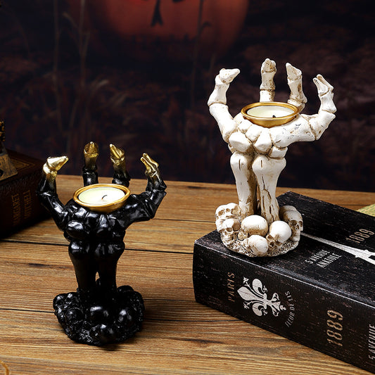 🎃🎃🎃Halloween Skeleton Mask Palm Candle Holder Desktop Decorative Props Resin ornaments