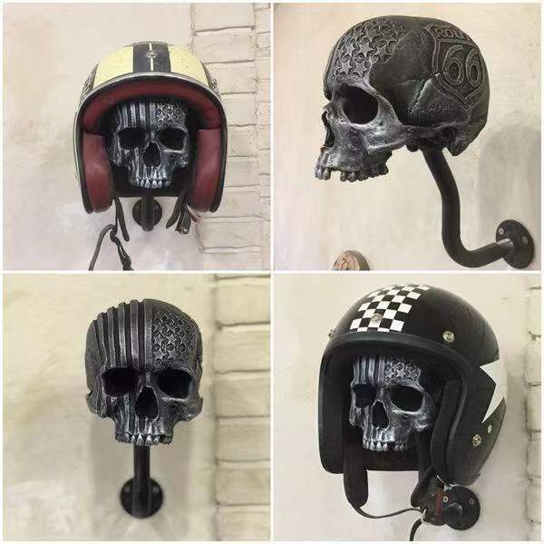 💀💀💀Creative Motorcycle Skull Helmet Holder   Resin ornaments