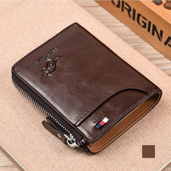 🔥 BIG SALE🔥🔥Men Wallet Zipper Genuine Leather Purse ( RFID PROTECTED )