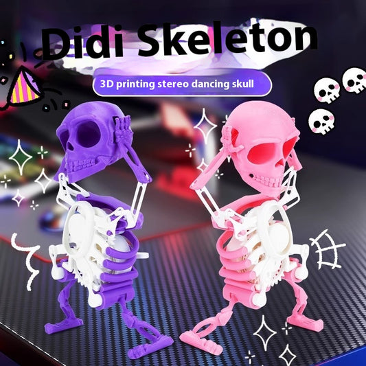 Skeleton man dancing and swinging clockwork 3D printed fun toy