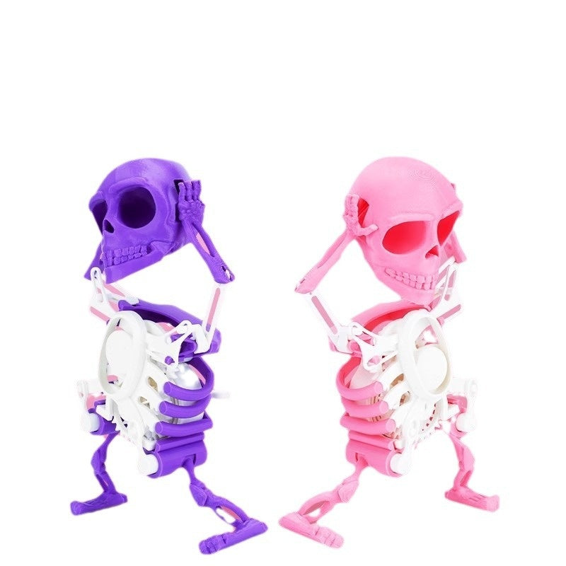 Skeleton man dancing and swinging clockwork 3D printed fun toy