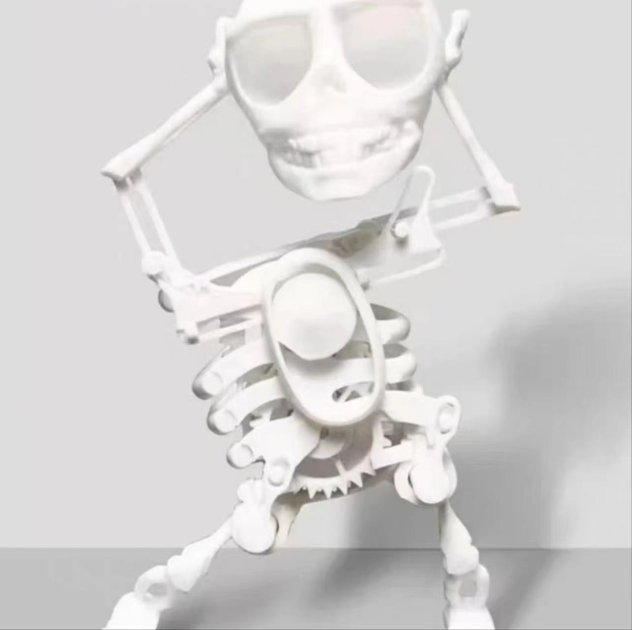 Skeleton man dancing and swinging clockwork 3D printed fun toy