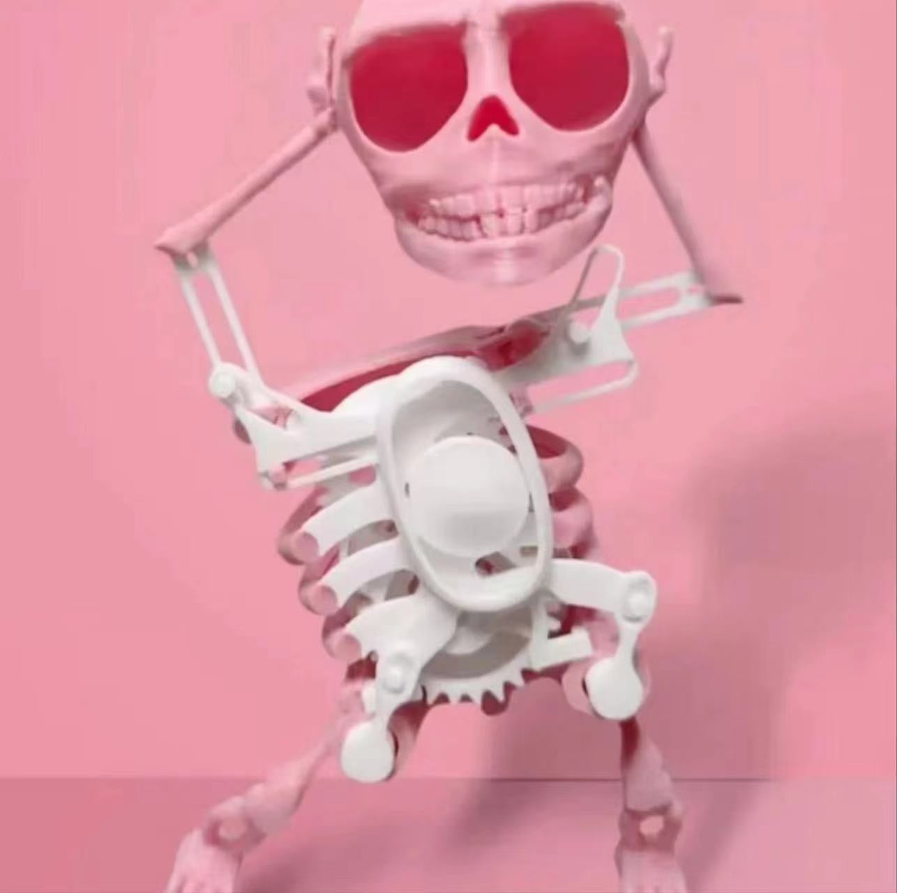 Skeleton man dancing and swinging clockwork 3D printed fun toy