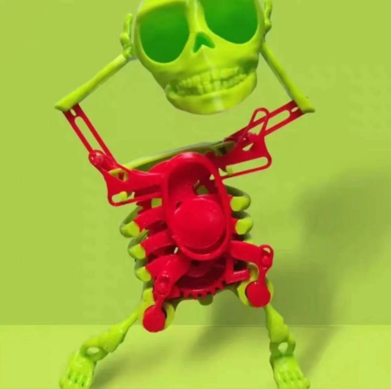 Skeleton man dancing and swinging clockwork 3D printed fun toy